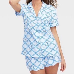NWT! roller rabbit x target collab Blue & White Pajama Set, size medium